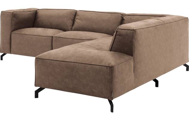 Goossens hoekbank calvin bruin micro leer - 8190317-627-03-gespiegeld