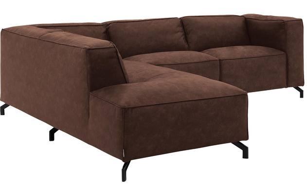 Goossens hoekbank calvin bruin micro leer - 8190317-631-03