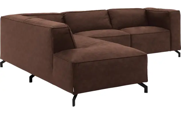 Goossens hoekbank calvin bruin micro leer - 8190317-631-03