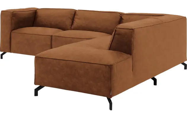 Goossens hoekbank calvin bruin micro leer - 8190317-633-03-gespiegeld