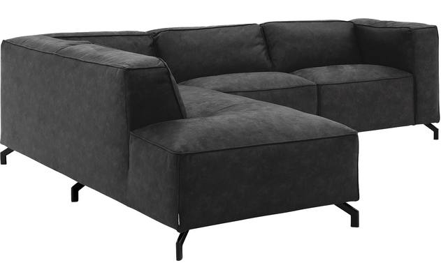 Goossens hoekbank calvin grijs micro leer - 8190317-634-03