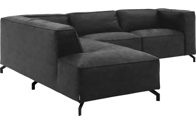 Goossens hoekbank calvin grijs micro leer - 8190317-634-03