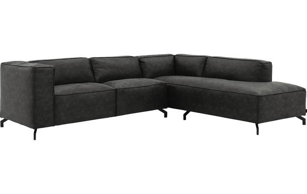 Goossens hoekbank calvin grijs micro leer - 8190317-635-02-gespiegeld