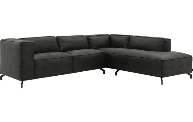 Goossens hoekbank calvin grijs micro leer - 8190317-635-02-gespiegeld