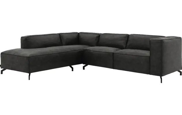 Goossens hoekbank calvin grijs micro leer - 8190317-635-02