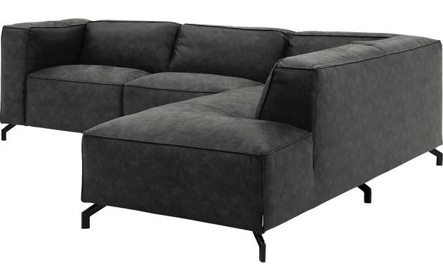 Goossens hoekbank calvin grijs micro leer - 8190317-635-03-gespiegeld