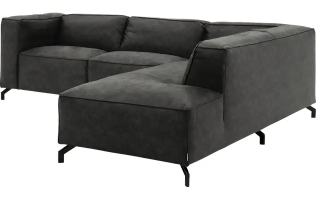Goossens hoekbank calvin grijs micro leer - 8190317-635-03-gespiegeld