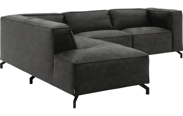 Goossens hoekbank calvin grijs micro leer - 8190317-635-03