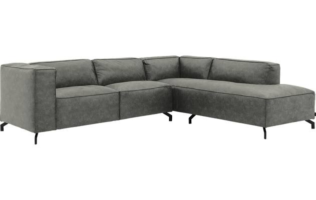 Goossens hoekbank calvin grijs micro leer - 8190317-636-02-gespiegeld
