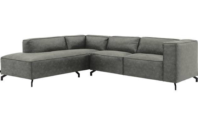 Goossens hoekbank calvin grijs micro leer - 8190317-636-02