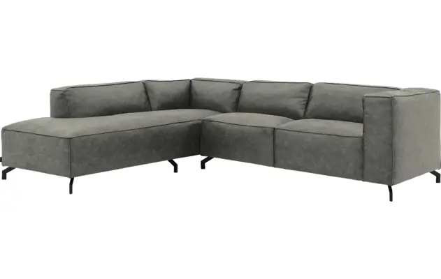 Goossens hoekbank calvin grijs micro leer - 8190317-636-02