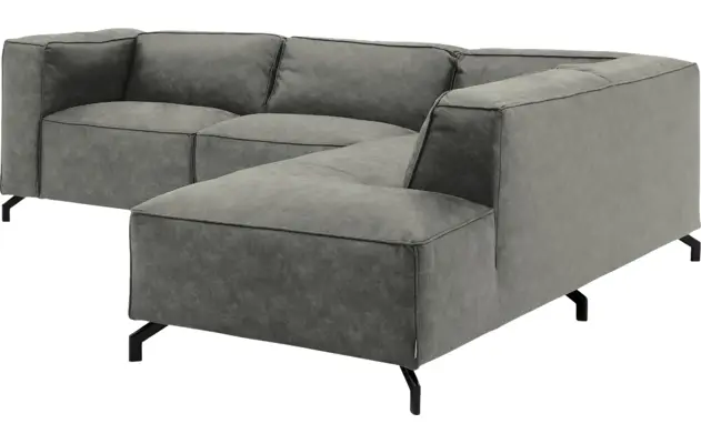 Goossens hoekbank calvin grijs micro leer - 8190317-636-03-gespiegeld