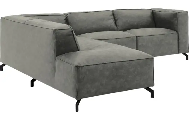 Goossens hoekbank calvin grijs micro leer - 8190317-636-03