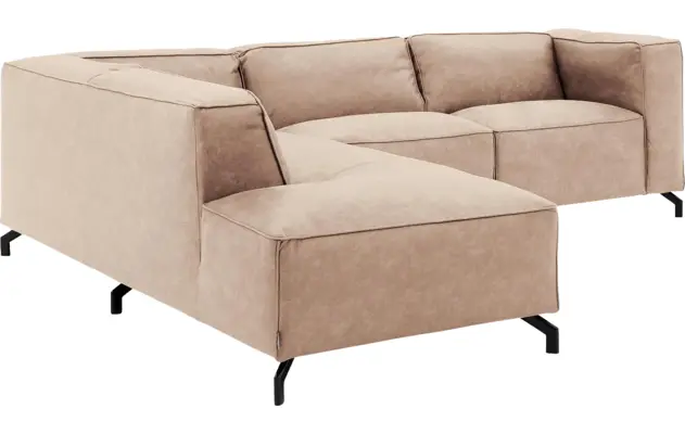 Goossens hoekbank calvin beige micro leer - 8190317-637-03