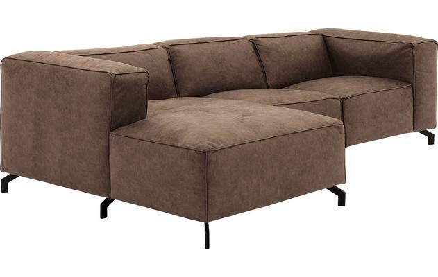 Goossens loungebank calvin bruin micro leer - 8190318-627-03-gespiegeld