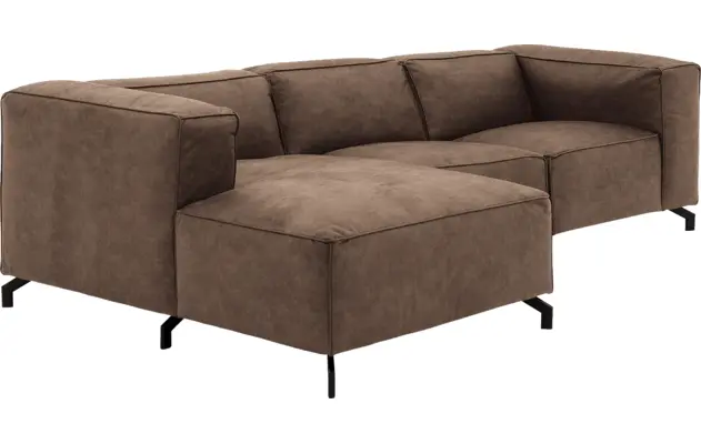 Goossens loungebank calvin bruin micro leer - 8190318-627-03-gespiegeld