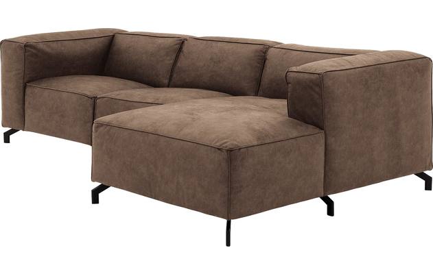 Goossens loungebank calvin bruin micro leer - 8190318-627-03