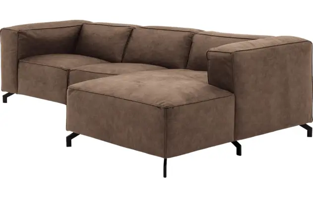 Goossens loungebank calvin bruin micro leer - 8190318-627-03