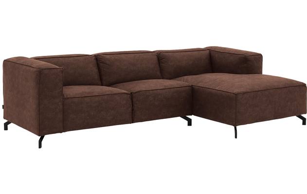 Goossens loungebank calvin bruin micro leer - 8190318-631-02