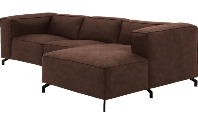 Goossens loungebank calvin bruin micro leer - 8190318-631-03