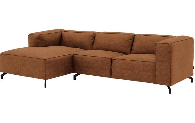 Goossens loungebank calvin bruin micro leer - 8190318-633-02-gespiegeld