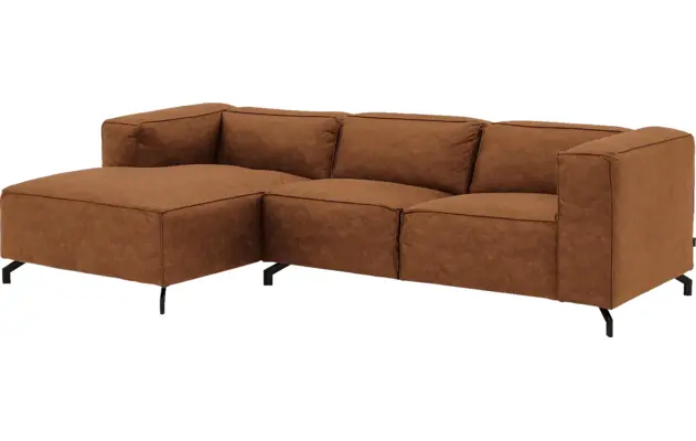 Goossens loungebank calvin bruin micro leer - 8190318-633-02-gespiegeld