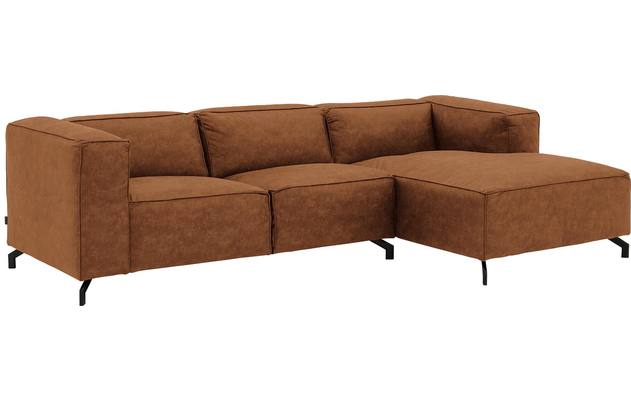 Goossens loungebank calvin bruin micro leer - 8190318-633-02