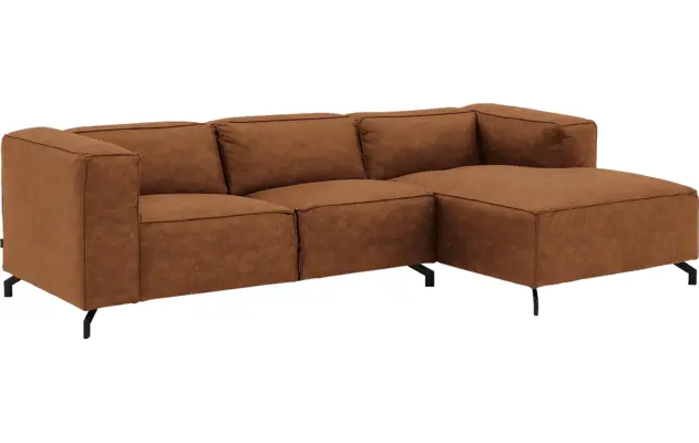Goossens loungebank calvin bruin micro leer - 8190318-633-02