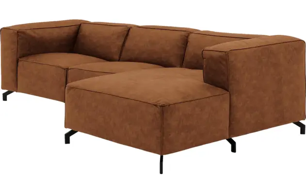Goossens loungebank calvin bruin micro leer - 8190318-633-03