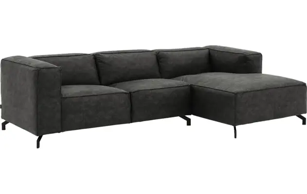 Goossens loungebank calvin grijs micro leer - 8190318-635-02