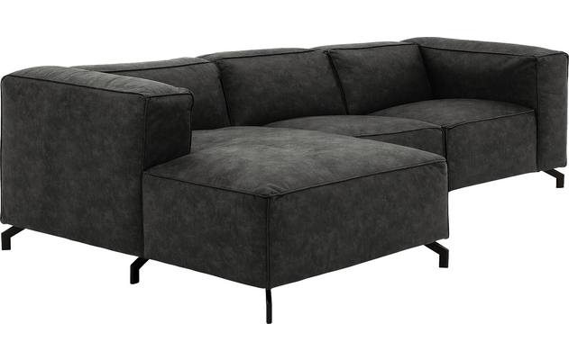 Goossens loungebank calvin grijs micro leer - 8190318-635-03-gespiegeld