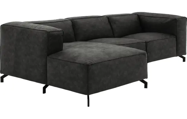 Goossens loungebank calvin grijs micro leer - 8190318-635-03-gespiegeld