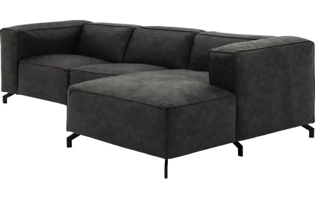 Goossens loungebank calvin grijs micro leer - 8190318-635-03