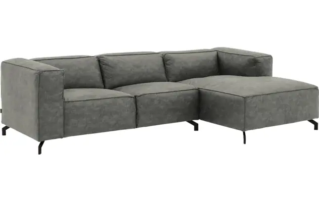 Goossens loungebank calvin grijs micro leer - 8190318-636-02