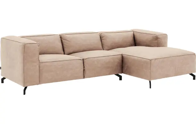 Goossens loungebank calvin beige micro leer - 8190318-637-02