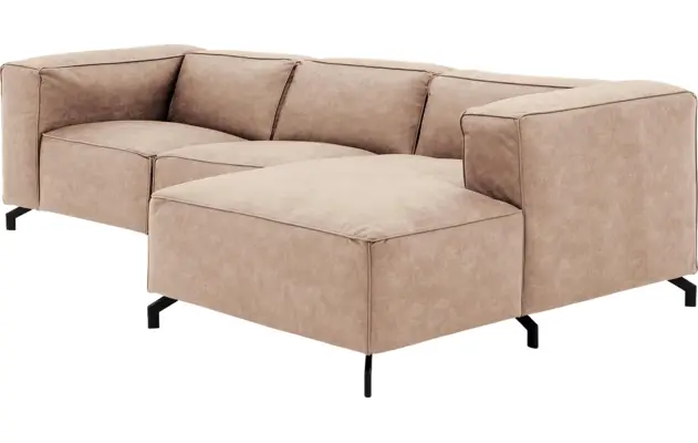 Goossens loungebank calvin beige micro leer - 8190318-637-03