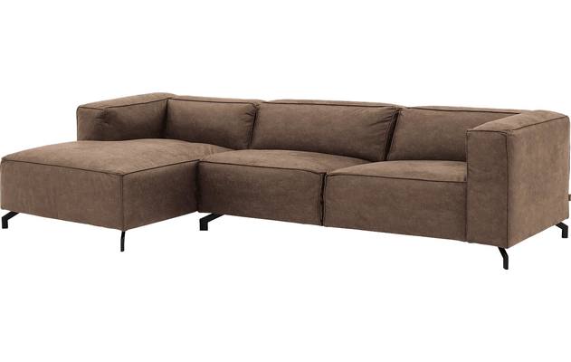 Goossens loungebank calvin bruin micro leer - 8190319-627-02-gespiegeld