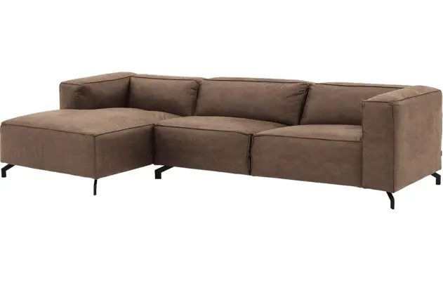 Goossens loungebank calvin bruin micro leer - 8190319-627-02-gespiegeld