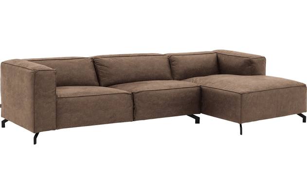 Goossens loungebank calvin bruin micro leer - 8190319-627-02