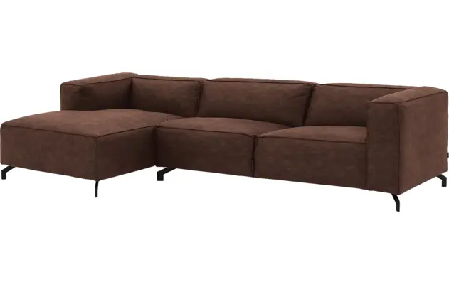 Goossens loungebank calvin bruin micro leer - 8190319-631-02-gespiegeld