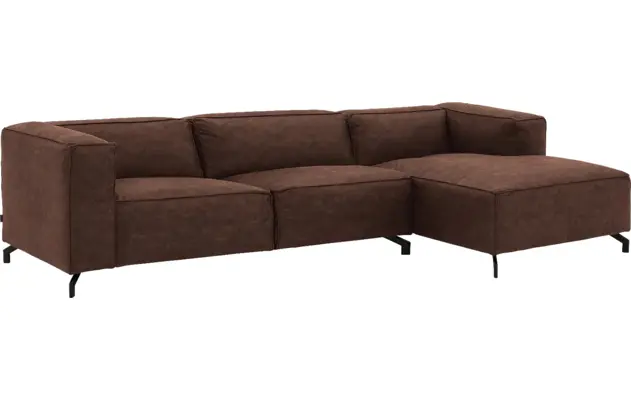 Goossens loungebank calvin bruin micro leer - 8190319-631-02