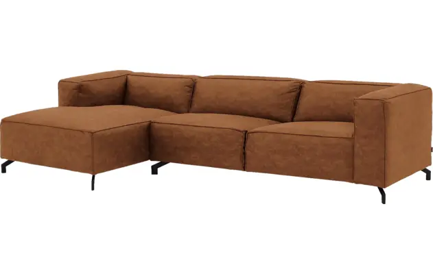 Goossens loungebank calvin bruin micro leer - 8190319-633-02-gespiegeld