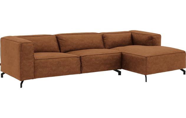 Goossens loungebank calvin bruin micro leer - 8190319-633-02