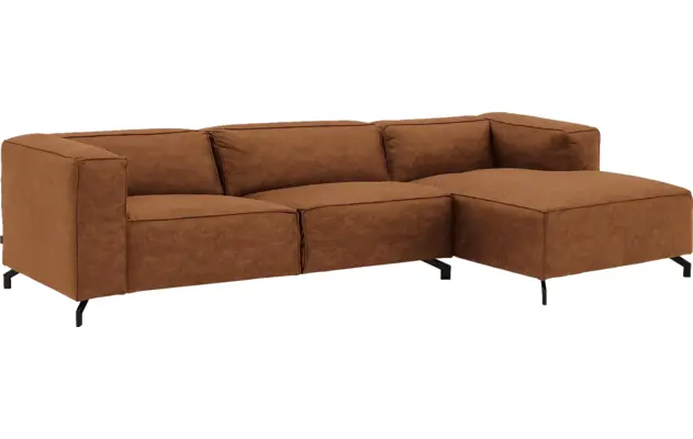 Goossens loungebank calvin bruin micro leer - 8190319-633-02