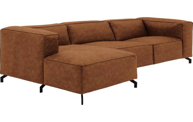 Goossens loungebank calvin bruin micro leer - 8190319-633-03-gespiegeld