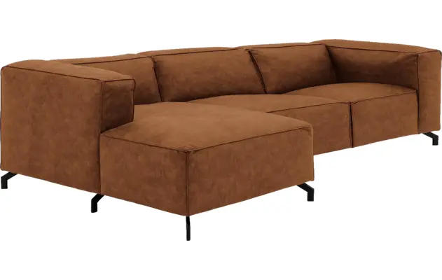 Goossens loungebank calvin bruin micro leer - 8190319-633-03-gespiegeld
