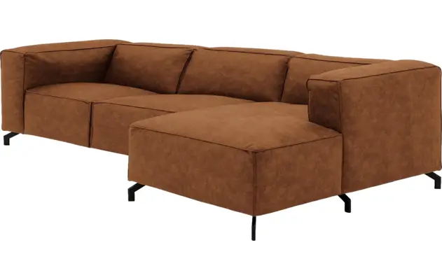 Goossens loungebank calvin bruin micro leer - 8190319-633-03