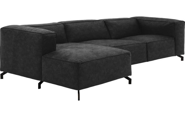 Goossens loungebank calvin grijs micro leer - 8190319-634-03-gespiegeld