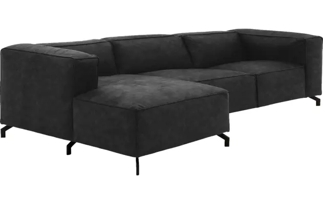 Goossens loungebank calvin grijs micro leer - 8190319-634-03-gespiegeld