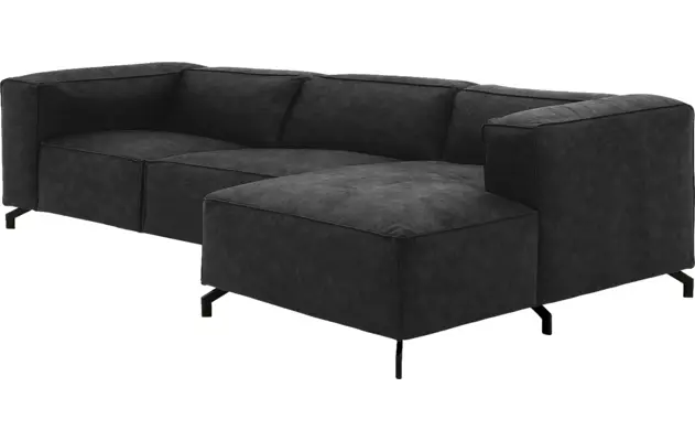 Goossens loungebank calvin grijs micro leer - 8190319-634-03